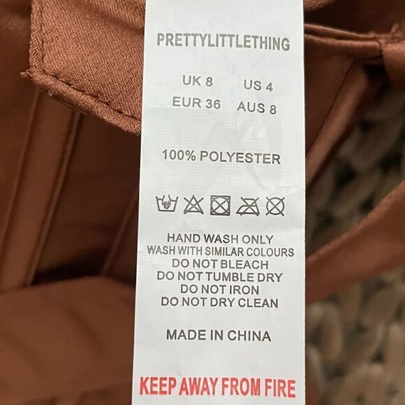 NWT Pretty Little Thing Chocolate Satin Corset Detail Cross Bust Jumpsuit Size 4 - Picture 16 of 16